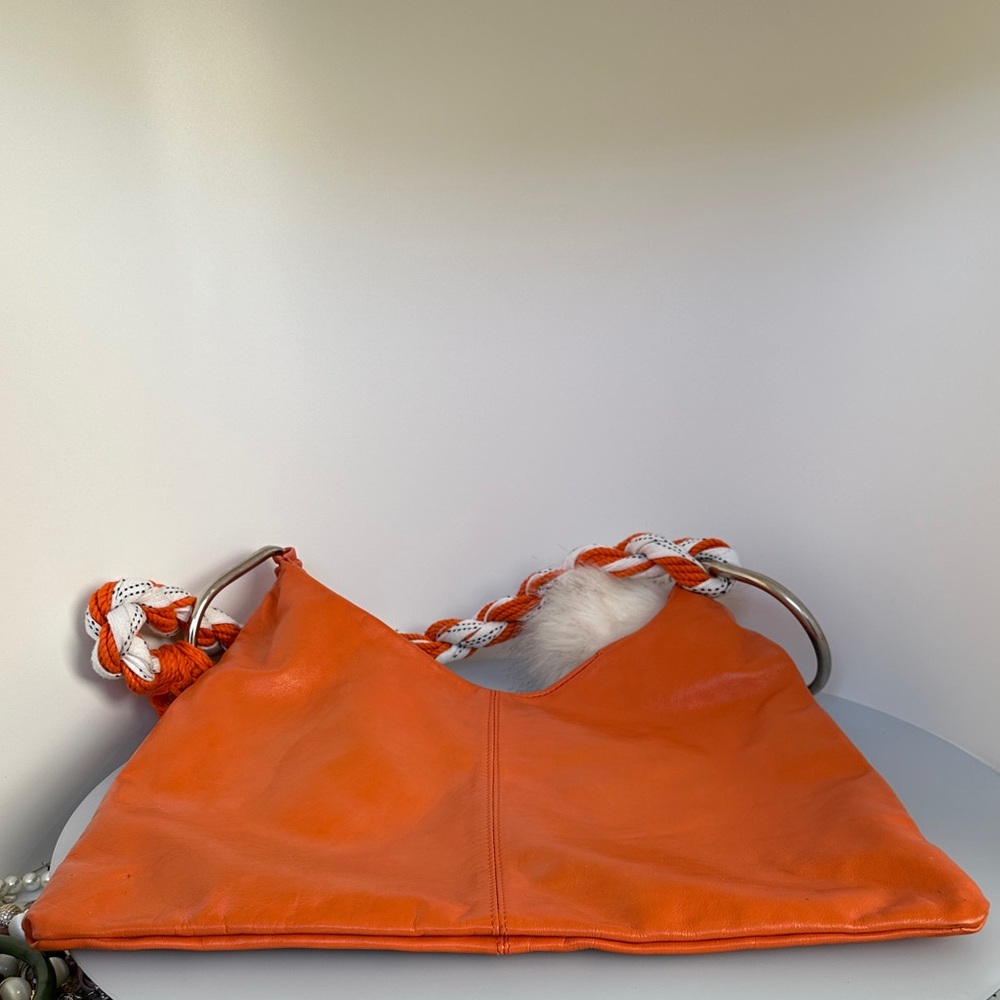 Pulicati Vibrant Orange Leather Shoulder Bag - Picture 11 of 11